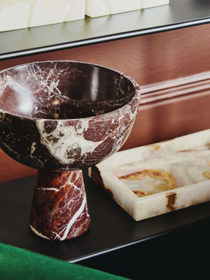 Interiors by Premier Large Red Marble Pedestal Bowl,High-quality Marble ...