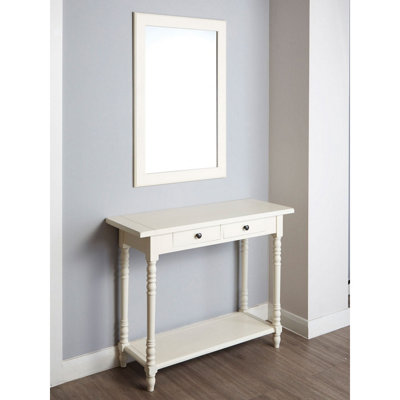 Interiors by Premier Large Wall Mirror, Grain Pattern White Frame Mirror for Home, Office, Closet