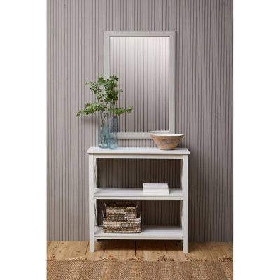 Interiors by Premier Large Wall Mirror, Grain Pattern White Frame Mirror for Home, Office, Closet