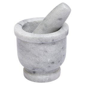 Interiors by Premier Large White Marble Large Mortar & Pestle