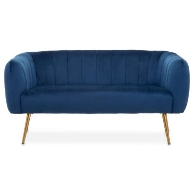 Interiors by Premier Larissa Two Seat Blue Velvet Sofa