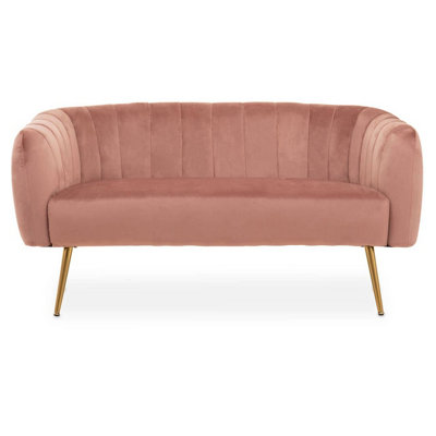 Interiors by Premier Larissa Two Seat Pink Velvet Sofa DIY at B&Q