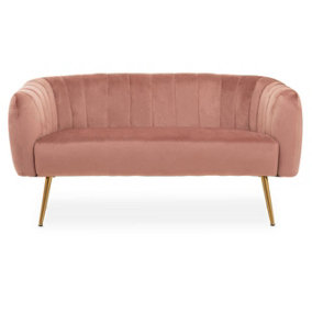 Interiors by Premier Larissa Two Seat Pink Velvet Sofa
