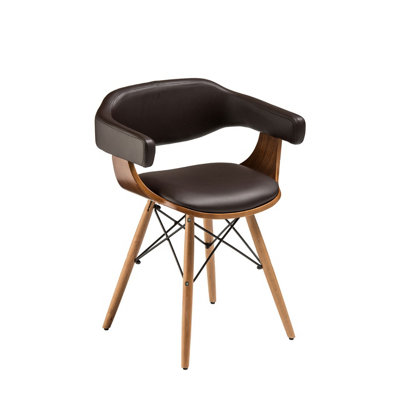 Interiors by Premier Leather Effect Beech Wood Legs Chair, Backrest Breakfast Chair, Footrest Living Bar Chair