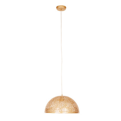 Interiors by Premier Lenno Large Gold Pendant Light | DIY at B&Q