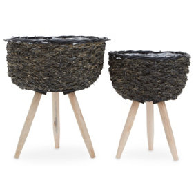 Interiors by Premier Lentigo Set Of Two Black Planters