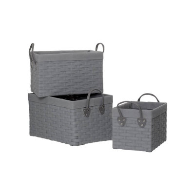Interiors by Premier Lida Lattice Grey Rectangular Storage Baskets DIY at B&Q