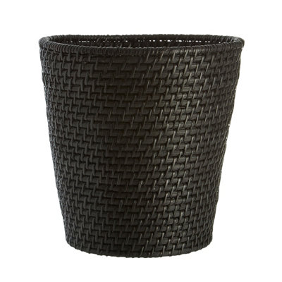 Interiors by Premier Lidi Black Rattan Waste Basket