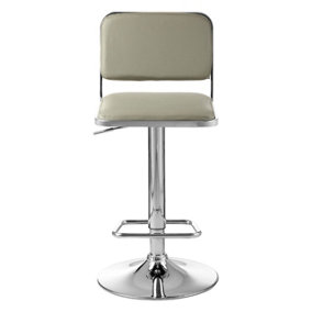 Interiors by Premier Light Grey Seat and Chrome Base Bar Stool, Adjustable Height Kitchen Bar Stool, Footrest Swivel Barstool