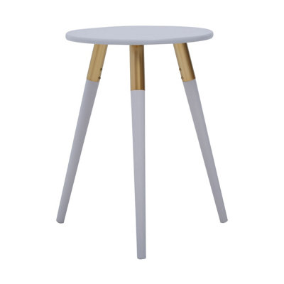 Interiors by Premier Light Grey Side Table, Triangular Small End Table, Long Lasting Rounded Top Coffee Table for Indoor