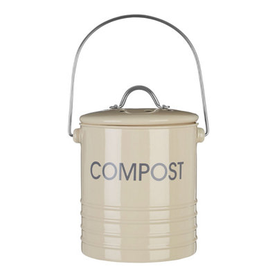 Interiors By Premier Lightweight Design Cream Composite Bin With Handle, Durable Bin With Handle, Odour Control Storage Bin