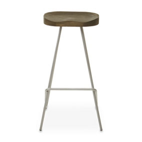 Interiors by Premier Lightweight Silver Metal Frame Bar Stool, Sleek Kitchen Stool Footrest, Contemporary Stool for Bar Counter