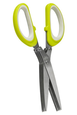 Interiors by Premier Lime Green and White Herb Scissor, 5-Blade Multipurpose Best Kitchen Scissor, Kitchen Salad Scissors Uk
