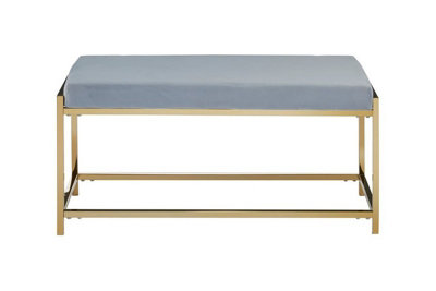Interiors By Premier Luxe Gold And Powder Blue Bench, Stylish Garden Bench For Outdoor, Accent Dining Bench For Diningroom