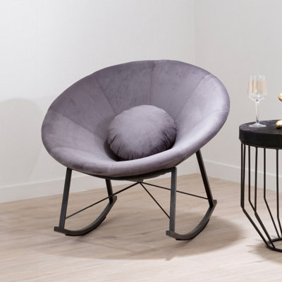 Interiors by Premier Luxe Grey Rocking Chair, Textured Velvet ...