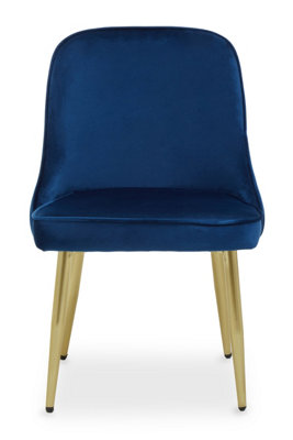 Interiors by Premier Luxe Midnight Velvet Dining Chair, Mid-Century Modern Blue Velvet Dining Chairs, Comfortable Dining Chair