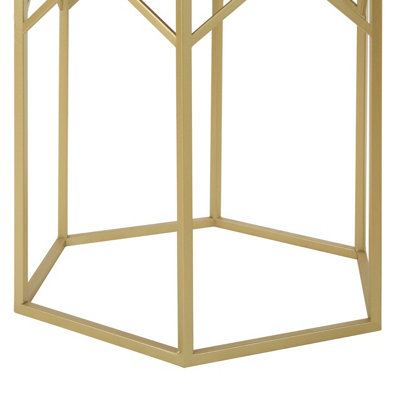 Interiors By Premier Luxe Set Of 2 Hexagonal Side Tables,Champagne Finish Tables,Decorative Tables,Settee Side Nesting Tables