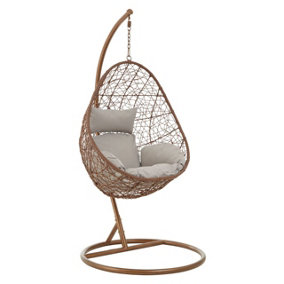 Interiors by Premier Luxurious Brown Rattan Hanging Chair, Versatile Lounge Chair, Sturdy Bedroom Chair, Modern Garden Chair