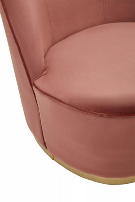 Interiors by Premier Luxurious Dusty Pink Velvet Gold Base Chair, Modern Armless Chair For Livingroom, Wooden Chair For Bedroom
