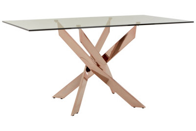 Interiors by Premier Luxurious Recatngular Rose Gold Dining Table, Durable And Stylish Kitchen Table, Sturdy Dining Room Table
