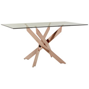 Interiors by Premier Luxurious Recatngular Rose Gold Dining Table, Durable And Stylish Kitchen Table, Sturdy Dining Room Table