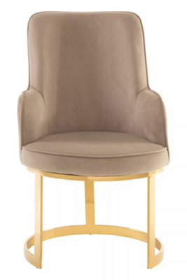 Interiors by Premier Luxurious Upholstered Beige Velvet Dining Chair, Comfortable Breakfast Room Chair, Sleek Modern Dining Chair