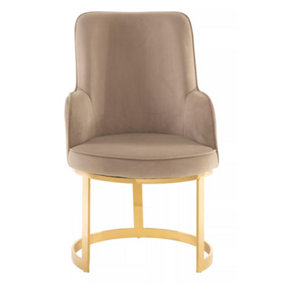 Interiors by Premier Luxurious Upholstered Beige Velvet Dining Chair, Comfortable Breakfast Room Chair, Sleek Modern Dining Chair