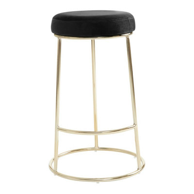 Interiors by Premier Manhattan Black Velvet Bar Stool