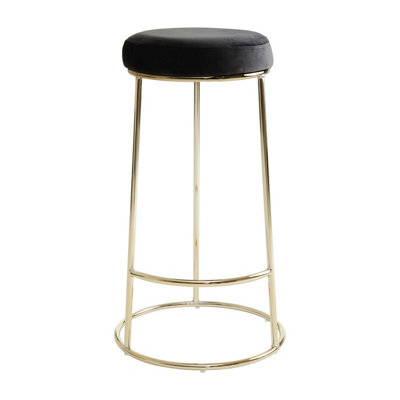 Interiors by Premier Manhattan Black Velvet Tall Bar Stool