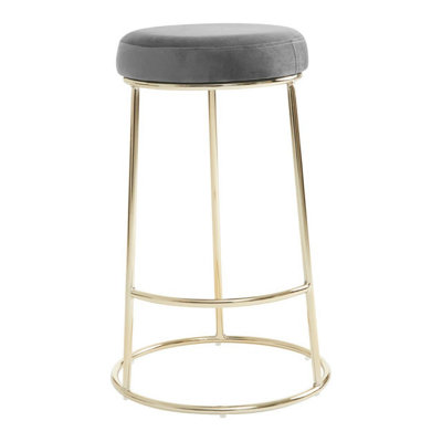 Interiors by Premier Manhattan Grey Velvet Bar Stool