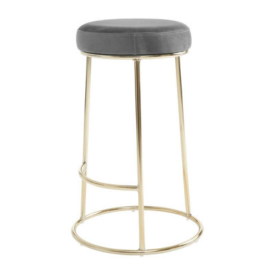 Interiors by Premier Manhattan Grey Velvet Bar Stool