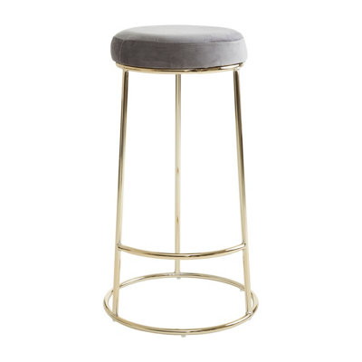 Interiors by Premier Manhattan Grey Velvet Tall Bar Stool