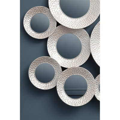 Interiors by Premier Marcia Hammered Silver Wall Mirror