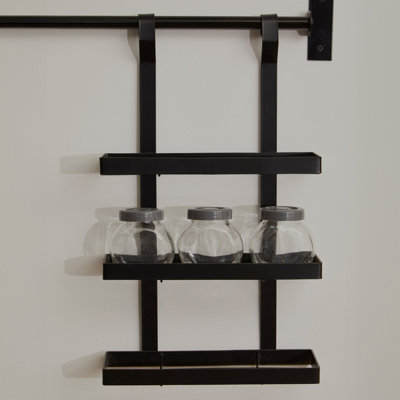 Interiors by Premier Matte Black Three Level Hanging Rack, Wall Mounted ...