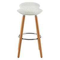 Interiors by Premier Matte White Bar Stool, Easy to Clean Kitchen Bar Stool, Footrest Bar Stool, Space-Saver Breakfast Stool