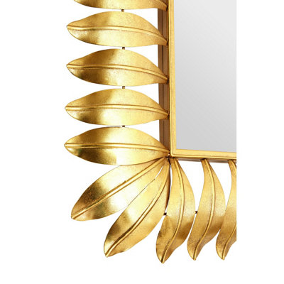 Interiors by Premier Merlin Gold Leaf Frame Wall Mirror