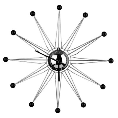 Interiors by Premier Metal and Black Plastic Balls Wall Clock