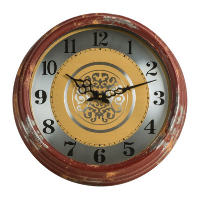 Interiors by Premier Metal Wall Clock with Distressed Frame DIY at B&Q