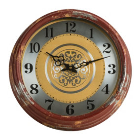 Interiors by Premier Metal Wall Clock with Distressed Frame