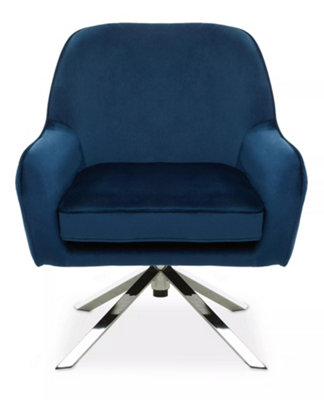 Interiors by Premier Midnight Velvet Arm Chair, Luxury Velvet Upholstered Accent Chair, Comfortable Armchair for Home