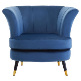 Interiors by Premier Midnight Velvet Scalloped Chair, Long-lasting Scallop Velvet Chair, Body Supportive Scalloped Armchair