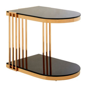 Interiors by Premier Minimalist Design Rose Gold U Shaped Side Table, Durable And Elegant Corner Table, Sleek Lounge Table