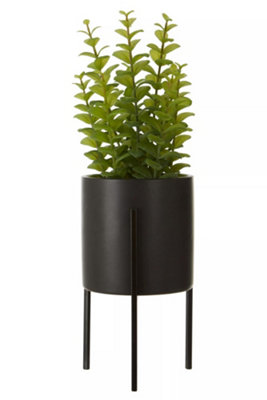 Interiors By Premier Minimalist Thyme, Versatile Thyme With Leaves And Decorative Classic Comcrete Planter For Artificial Flowers