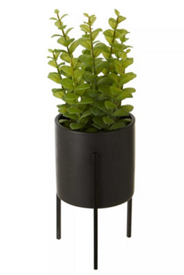 Interiors By Premier Minimalist Thyme, Versatile Thyme With Leaves And Decorative Classic Comcrete Planter For Artificial Flowers