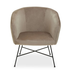 Interiors by Premier Mink Velvet Chair, Comfy Mink Outdoor Metal Legs Velvet Chair, Effortless Cleaning Velvet Chair