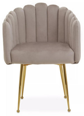 Interiors by Premier Mink Velvet Dining Chair, Modern Chair with Golden Legs, Lasting Accent Chair for Home, Office