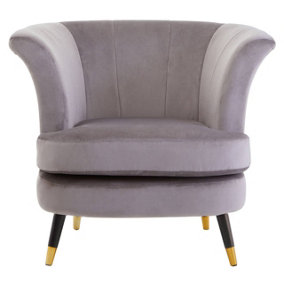 Interiors by Premier Mink Velvet Scalloped Chair, Long-lasting Scallop Chair Velvet, Body Supportive Scalloped Armchair