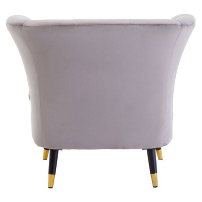 Interiors by Premier Mink Velvet Scalloped Chair, Long-lasting Scallop Chair Velvet, Body Supportive Scalloped Armchair