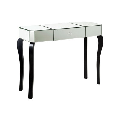 Interiors by Premier Mirrored 1 Drawer Black and White Console Table, Mirrored Console Table, Wood Hallway Table with Storage