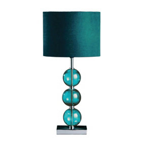 Interiors by Premier Mistro Teal Suede Effect Shade Table Lamp